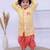Yellow printed silk kurta with dhoti set for boy