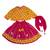 Mustard printed cotton lehenga choli with dupatta set for girls