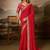 Red embriodered lace georgette bollywood saree with blouse piece.
