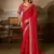 Red embriodered lace georgette bollywood saree with blouse piece.