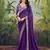Purple embriodered lace georgette bollywood saree with blouse piece.