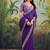 Purple embriodered lace georgette bollywood saree with blouse piece.