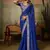 Blue embriodered lace georgette bollywood saree with blouse piece.