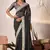 Black embriodered lace georgette bollywood saree with blouse piece.