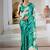 Sea green printed satin saree
