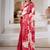 Red printed satin saree
