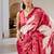 Red printed satin saree