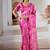 Hot pink printed satin saree