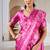 Hot pink printed satin saree