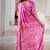 Hot pink printed satin saree