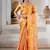 Orange printed satin saree