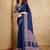Navy blue printed satin saree