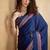Navy blue printed satin saree