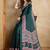 Dark green printed satin saree