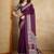 Purple printed satin saree
