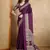 Purple printed satin saree