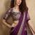 Purple printed satin saree