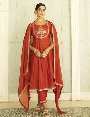 Pink women kurta pant dupatta set 1