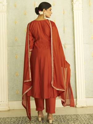 Pink women kurta pant dupatta set 2