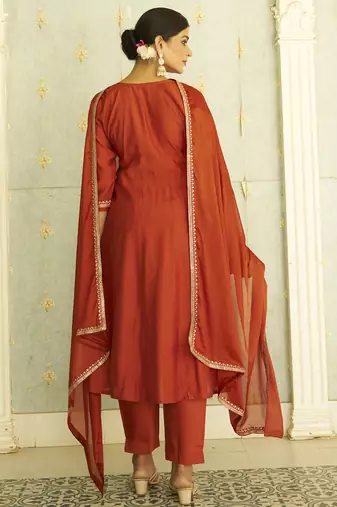 Pink women kurta pant dupatta set