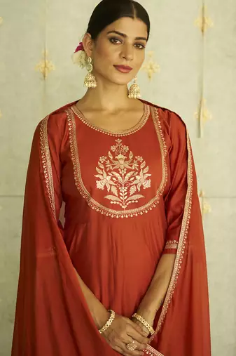 Pink women kurta pant dupatta set