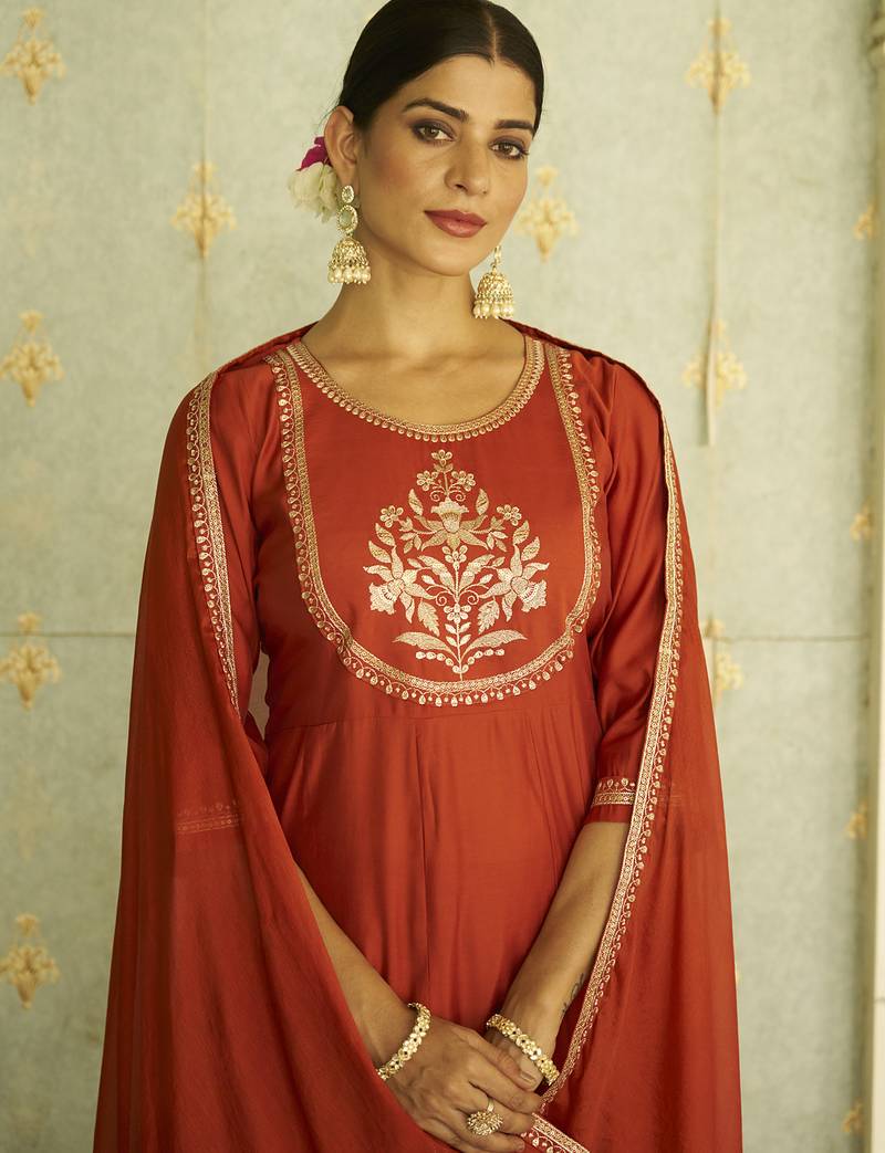 Pink women kurta pant dupatta set