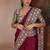 Burgundy printed satin saree