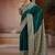 Dark teal printed satin saree