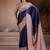 Navy blue printed satin saree