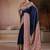 Navy blue printed satin saree