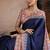 Navy blue printed satin saree