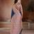 Navy blue printed satin saree