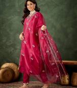 Maroon women kurta pant dupatta set