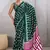 Dark green printed satin saree