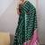 Dark green printed satin saree