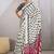 White printed satin saree