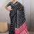Black printed satin saree
