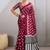 Maroon printed satin saree