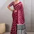Maroon printed satin saree