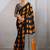 Black & orange satin printed saree
