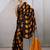 Black & orange satin printed saree