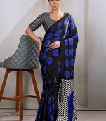 Black & blue satin printed saree
