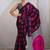 Black & hot pink satin printed saree
