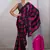 Black & hot pink satin printed saree