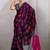 Black & hot pink satin printed saree