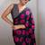 Black & hot pink satin printed saree