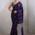 Black & violet satin printed saree