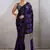 Black & violet satin printed saree