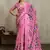 Hot pink printed satin saree
