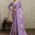 Purple printed satin saree